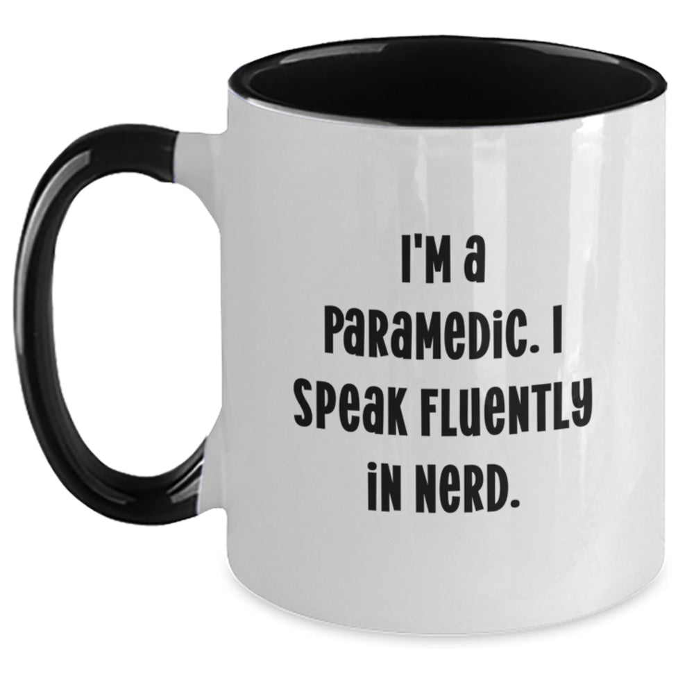 Rescue Worker Humor Gifts Funny Mug, I'm A Rescue Worker. I Speak Fluently In genius., Birthday Unique Gifts from Family to Rescue Worker Friends, Two Tone Coffee Mug - Main