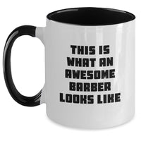 Load image into Gallery viewer, Funny Barber Gifts from Men for Awesome Barbers - Two Tone Coffee Mug - This Is What An Awesome Barber Looks Like, Birthday Unique Gifts - Main
