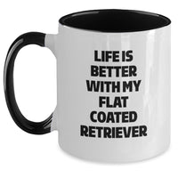 Load image into Gallery viewer, Funny Flat Coated Retriever Dog Gifts from Friends, Unique Birthday Coffee Mug, Life Is Better With My Flat Coated Retriever Two Tone Ceramic Mug - Main