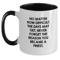 Load image into Gallery viewer, Funny Inspirational Gifts for Priest from Family Two Tone Coffee Mug with Quote Never Forget the Reason You Became a Priest - Main