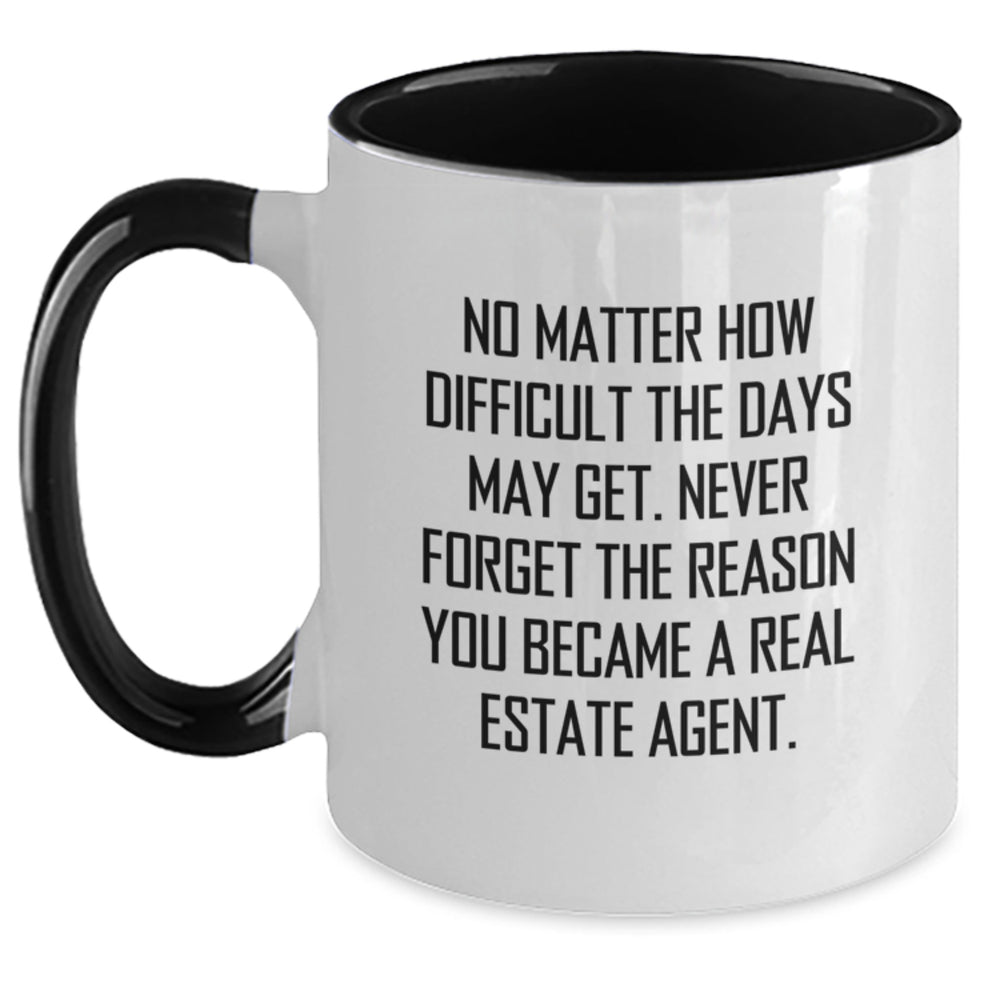 Funny Real Estate Agent Christmas Unique Gifts from Friends for Men and Women - Two Tone Coffee Mug with Inspirational Quote - Main