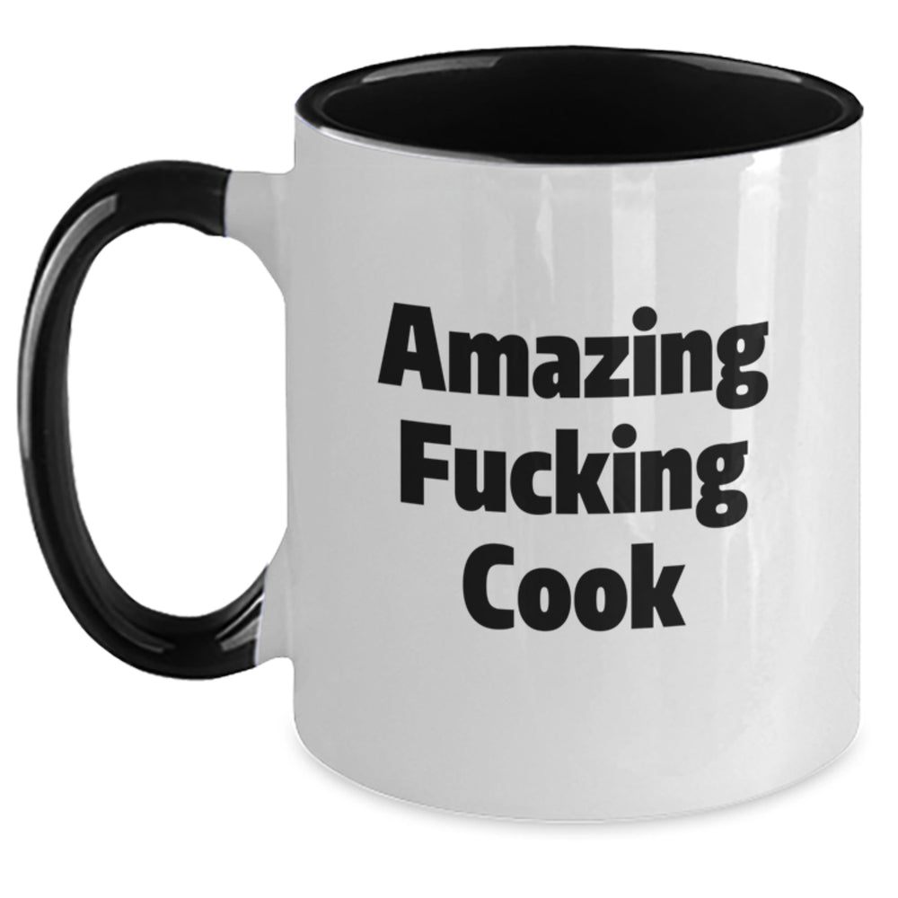 Funny Cook Gifts from Friends for Birthday Two Tone Coffee Mug Amazing F--king Cook - Main