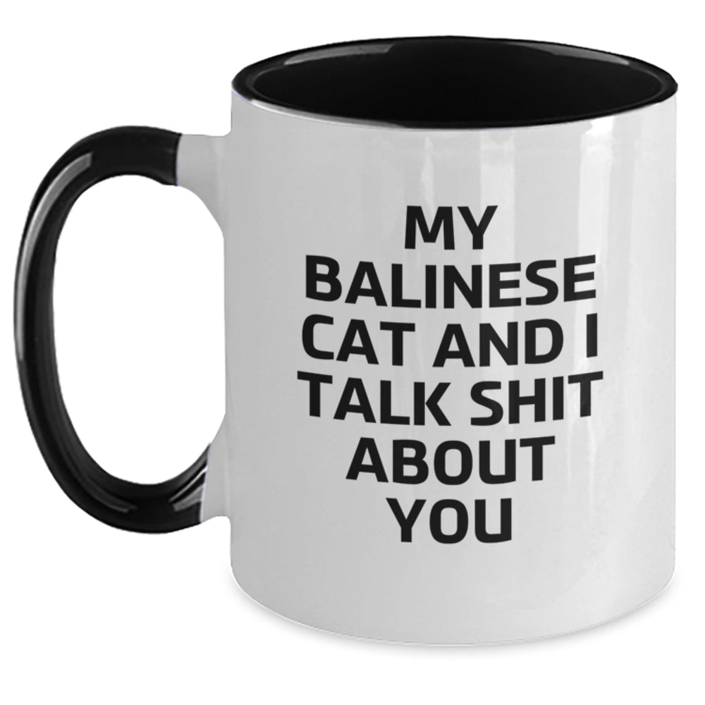 Balinese Cat Gifts, Funny Quote, Two Tone Coffee Mug for Men, Women, Friends, Coworkers, Graduation Unique Gifts from Family, Gifts for Balinese Cat Lovers - Main