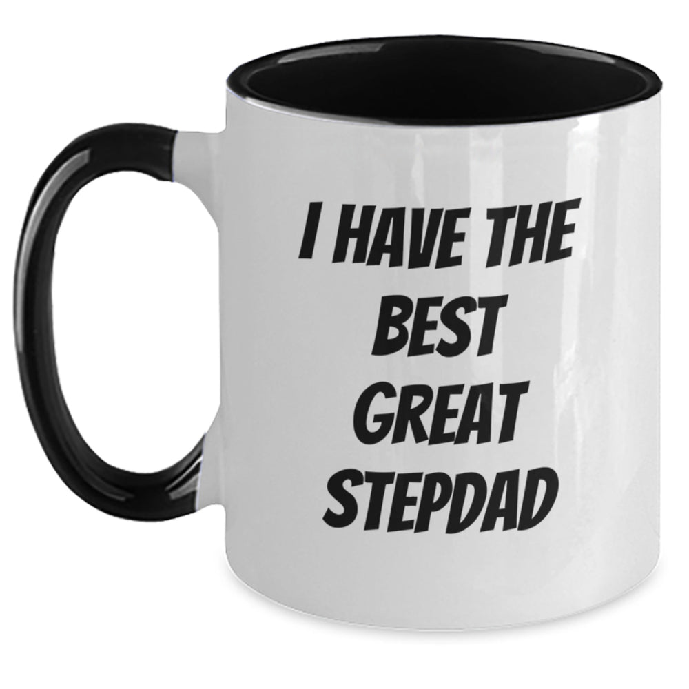 Funny Stepdad Gifts from Men to Stepdad - I Have The Best Great Stepdad Two Tone Coffee Mug for Graduation - Main