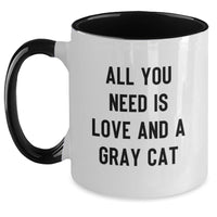 Load image into Gallery viewer, Gray Cat Gifts from Friends, Funny Two Tone Coffee Mugs for Graduation Unique Gifts, All You Need Is Love And A Gray Cat - Main