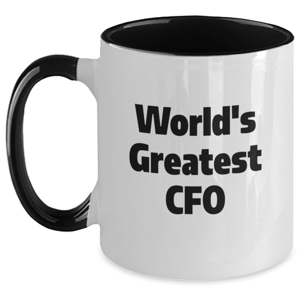 Funny CFO Gifts from Friends - 'World's Greatest CFO' Two Tone Coffee Mug for Graduation, Perfect for Coworkers and Family - Main