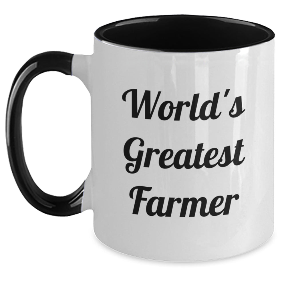 Funny Farmer Gifts, World's Greatest Farmer Two Tone Coffee Mug, Birthday Unique Gifts from Men to Farmer, 11oz Ceramic Mug - Main