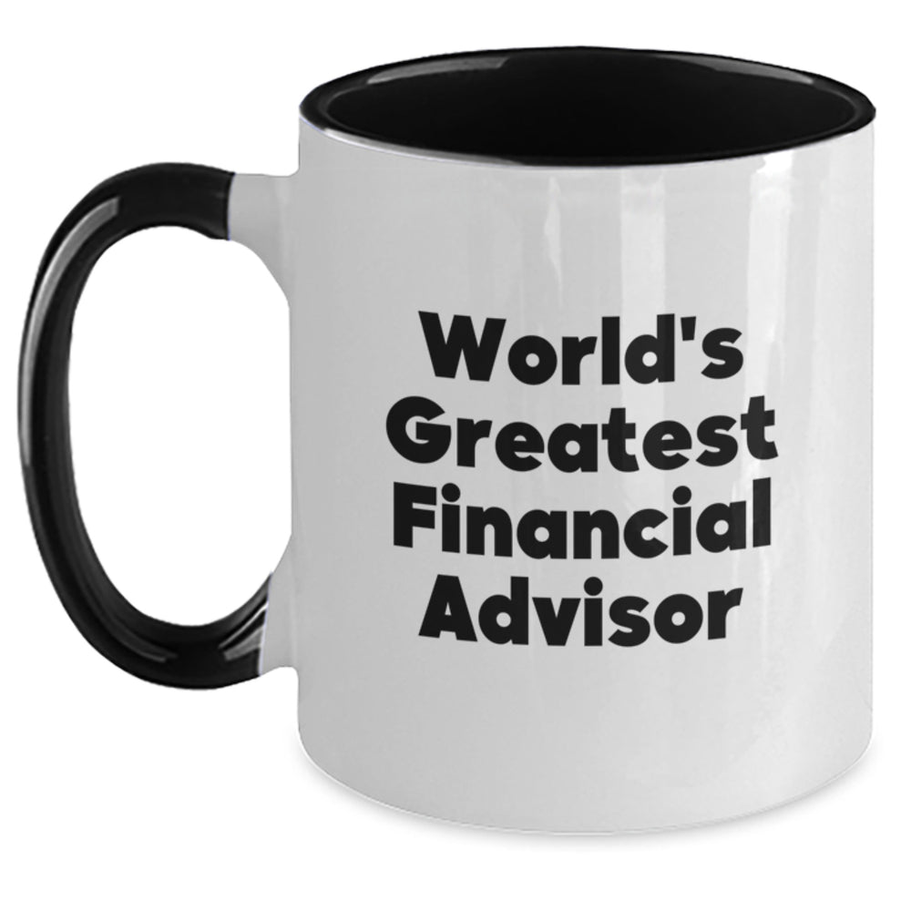 Funny Financial Advisor Gifts from Friends - 'World's Greatest' Two Tone Coffee Mug for Birthday - Main