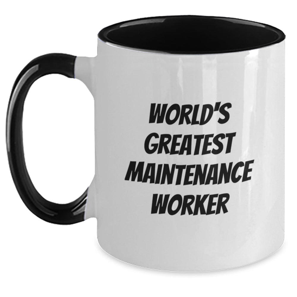 Funny Maintenance Worker Gifts from Men to Family, World's Greatest Two Tone Coffee Mug for Christmas Unique - Main