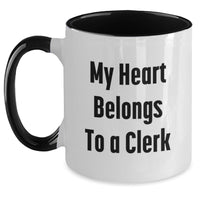 Load image into Gallery viewer, Funny Clerk Love Two Tone Coffee Mugs Gifts from Friends for Clerk Men Women Christmas Unique Presents - Main