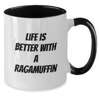 Load image into Gallery viewer, Funny Ragamuffin Cat Gifts from Friends and Family for Birthday Unique Two Tone Coffee Mugs, Life Is Better With A Ragamuffin Quote - Additional