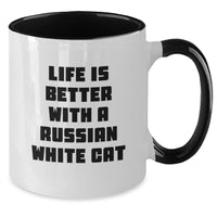 Load image into Gallery viewer, Funny Russian White Cat Gifts for Russian White Cat Lovers - Two Tone Coffee Mug - Life Is Better With Russian White Cats Birthday Unique Gifts - Additional