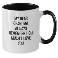 Load image into Gallery viewer, Funny Grandma Gifts from Family, Unique Two Tone Coffee Mug for Grandma&#39;s Birthday, &#39;My Dear Grandma. Always Remember How Much I Love You.&#39; - Additional
