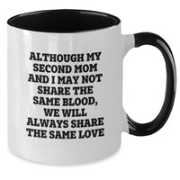 Load image into Gallery viewer, Funny Second Mom Gifts for Her, &#39;Although My Second Mom And I May Not Share The Same Blood, We Will Always Share The Same Love&#39; Two Tone Coffee Mug, Christmas Unique Presents from Friends - Additional
