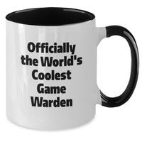 Load image into Gallery viewer, Funny Game Warden Gifts from Friends for Game Wardens - Two Tone Coffee Mug - Officially The World's Coolest Game Warden Birthday Unique Gifts - Additional