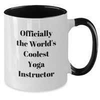 Load image into Gallery viewer, Funny Yoga Instructor Gifts from Friends for Valentine's Two Tone Coffee Mugs, Officially The World's Coolest Yoga Instructor Quote - Additional