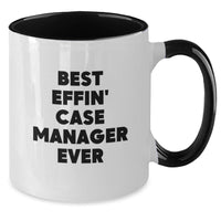 Load image into Gallery viewer, Funny Case Manager Gifts from Friends and Family - Best Effin' Case Manager Ever Inspirational Two Tone Coffee Mug, Father's Day Unique Gifts for Case Manager - Additional