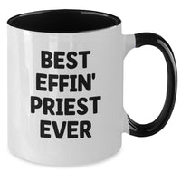 Load image into Gallery viewer, Funny Priest Gifts for Men Two Tone Coffee Mugs Best Effin' Priest Ever - Additional