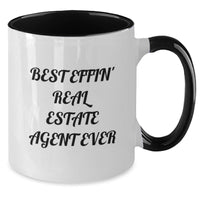 Load image into Gallery viewer, Funny Gifts for Real Estate Agent, Best Effin' Real Estate Agent Ever Two Tone Coffee Mug, Birthday Unique Gifts from Friends, Men, Women, Coworkers, Family - Additional