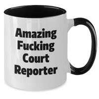 Load image into Gallery viewer, Funny Court Reporter Gifts from Friends for Court Reporters, Amazing Two Tone Coffee Mug for Graduation Unique Celebration - Additional