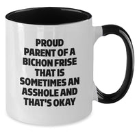 Load image into Gallery viewer, Bichon Frise Dog Mom Funny Quotes Two Tone Coffee Mugs Gifts from Mom to Proud Bichon Frise Dog Owner for Graduation - Black and White, Red and White, Navy and White, Pink and White Options - Additional
