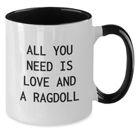 Load image into Gallery viewer, Ragdoll Cat Lovers Gifts from Friends to Family - All You Need Is Love And A Ragdoll Funny Two Tone Coffee Mug for Graduation - Additional
