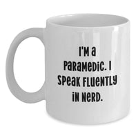 Load image into Gallery viewer, Funny Rescue Worker Gifts for Birthday - &#39;I&#39;m A Rescue Worker. I Speak Fluently In genius.&#39; White Coffee Mug from Friends - Main
