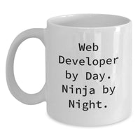 Load image into Gallery viewer, Funny Web Developer Gifts for Men Women Friends Coworkers - Web Developer Coffee Mug White Quote By Day Ninja By Night Christmas - Main