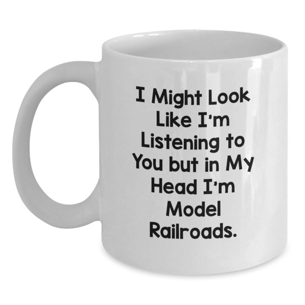 Funny Model Railroads Enthusiast Gifts for Graduates from Friends, Unique White Coffee Mug for Him or Her - Main