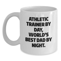 Load image into Gallery viewer, Funny Inspirational Gifts from Mom Dad to Awesome Athletic Trainer by Day World's Best Dad by Night White Coffee Mug - Main