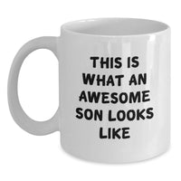 Load image into Gallery viewer, Funny Gifts for Son, Birthday Unique Son White Coffee Mug, 'This Is What An Awesome Son Looks Like' Funny White Coffee Mug for Men or Women - Main