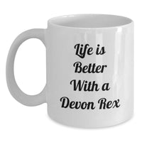 Load image into Gallery viewer, Funny Devon Rex Cat Gifts for Friends and Family, White Coffee Mug with Life Is Better With A Devon Rex Quote, Birthday Unique Gift from Men or Women - Main