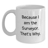 Load image into Gallery viewer, Funny Surveyor Gifts for Men from Friends and Family, White Coffee Mug, Because I Am The Surveyor That's Why, Unique Graduation - Main