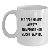 Load image into Gallery viewer, Funny Mommy Gifts, White Coffee Mug with &#39;My Dear Mommy&#39; Quote, Birthday Unique Gifts from Family to Mommy - Main
