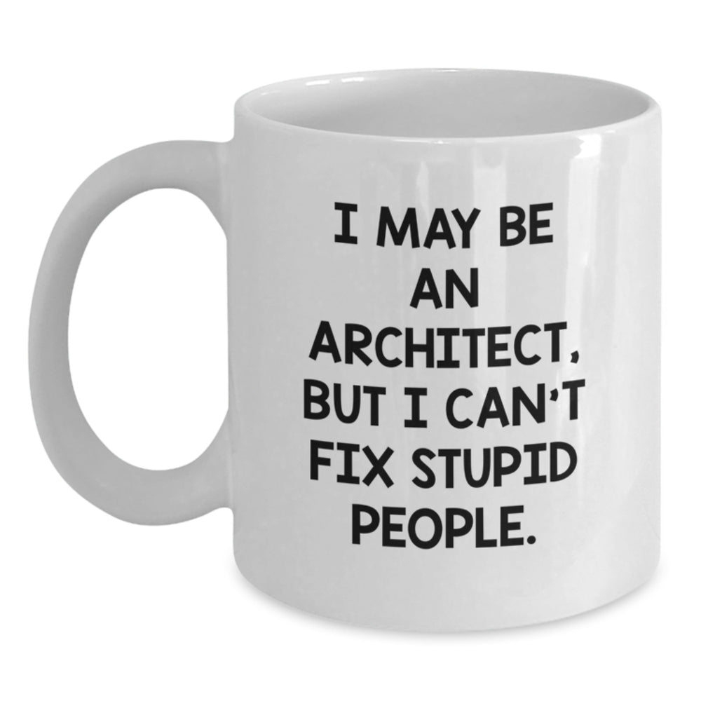 Funny Architect Gifts from Friends, White Coffee Mug for Architects, I May Be An Architect But I Cant Fix Stupid People Christmas Unique Gifts - Main