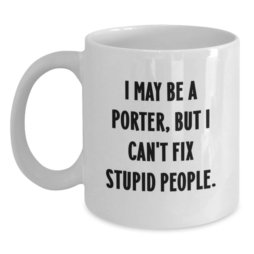 Funny Porter Gifts for Men White Coffee Mugs Christmas Unique Ideas from Family Friends Coworkers - Main