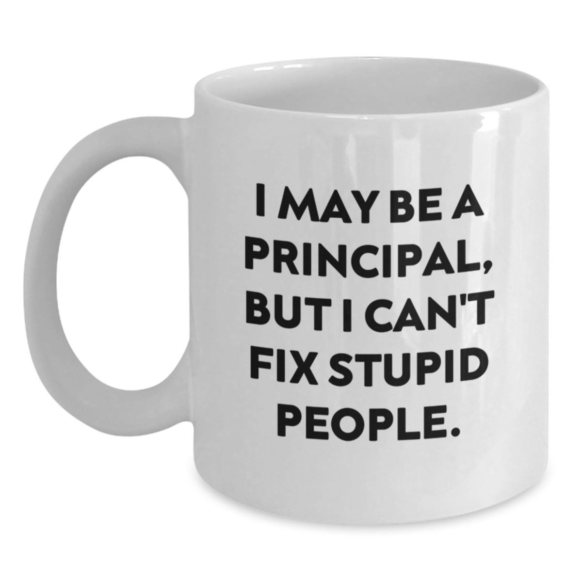 Funny Principal Gifts for Men, White Coffee Mug, I May Be A Principal, But I Can't Fix Stupid People., Gifts from Friends for Him - Main
