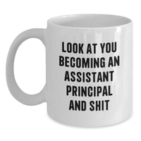 Load image into Gallery viewer, Funny Assistant Principal Quotes White Coffee Mug, Gifts from Friends to Assistant Principal on Birthday Unique - Main