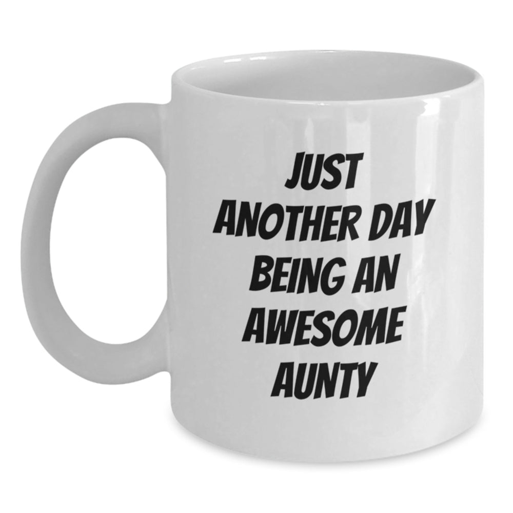 Gifts from Family and Friends for Awesome Aunty Funny White Coffee Mugs, Christmas Unique Gifts, White Ceramic Coffee Mug - Main