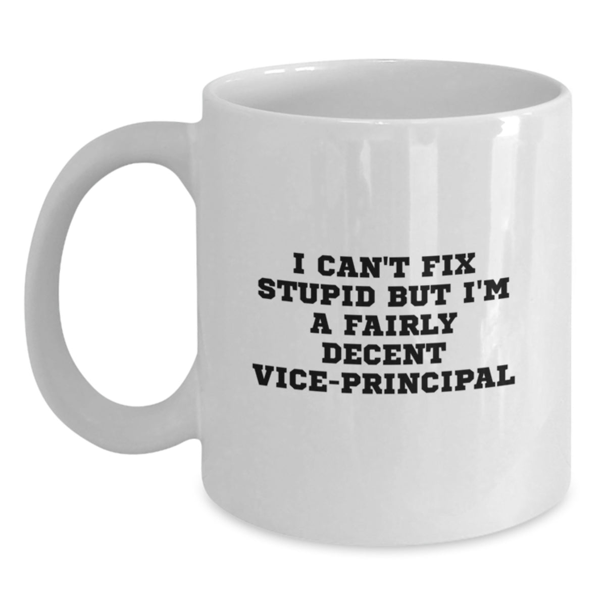 Funny Vice-principal Gifts from Friends for Vice-principal Men White Coffee Mugs, I Can't Fix Stupid But I'm A Fairly Decent Vice-principal Christmas Unique Gifts - Main