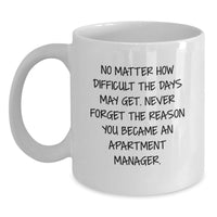 Load image into Gallery viewer, Funny Inspirational Gifts from Family for Apartment Manager White Coffee Mug, Valentine's Unique Mugs for Men Women Friends Coworkers - Main