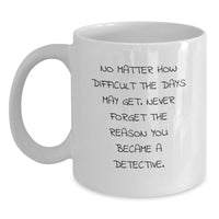 Load image into Gallery viewer, Detective Graduation Unique Gifts from Men to Men, Funny White Coffee Mug, Inspiring Quote for Detective - Main
