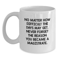 Load image into Gallery viewer, Magistrate White Coffee Mug Gifts from Friends - Inspirational Quote for Strong Women or Men in Law Enforcement - White Ceramic Mug 11oz or 15oz - Birthday Unique Gifts for Family or Coworkers - Main