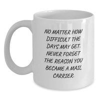 Load image into Gallery viewer, Gifts from Family to Mail Carrier, Funny Motivational White Coffee Mugs for Christmas Unique Gifts for Him - Main