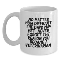Load image into Gallery viewer, Funny Veterinarian Gifts from Men to Women, White Coffee Mugs, 'No Matter How Difficult The Days May Get. Never Forget The Reason You Became A Veterinarian.' - Main