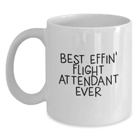Load image into Gallery viewer, Funny Flight Attendant Gifts from Friends, Family, or Coworkers - Best Effin' Flight Attendant White Coffee Mug for Valentine's Unique Gifts - Main