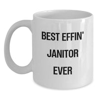 Load image into Gallery viewer, Funny Janitor White Coffee Mug Gifts from Men or Women for Janitor Friends or Coworkers on Valentine's - Main