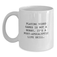 Load image into Gallery viewer, Funny Post-apocalyptic Life Skills Gifts from Friends for Playing Video Games Enthusiast, White Coffee Mug for Graduation Unique Gifts - Main