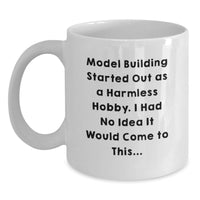 Load image into Gallery viewer, Funny Model Building Quote White Coffee Mug, Gifts for Model Building Enthusiasts from Friends, Unique Graduation Gifts for Men and Women - Main