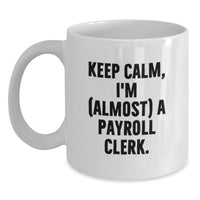 Load image into Gallery viewer, Funny Payroll Clerk White Coffee Mug Gifts for Men from Friends on Graduation Unique Day - Main